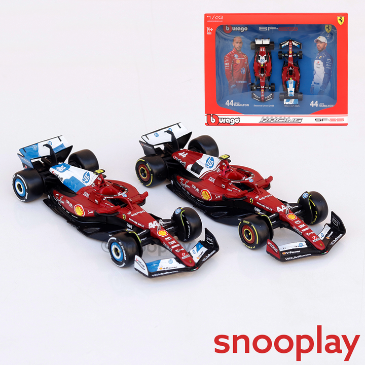 Bburago Set of 2 Original Ferrari SF25 (44 Lewis Hamilton) Licensed Diecast Car | 1:43 Scale Model (14 Years Till Grown Ups)