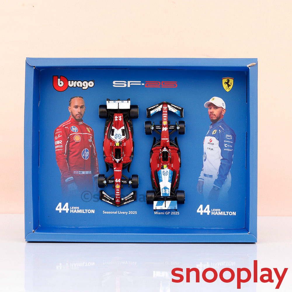Bburago Set of 2 Original Ferrari SF25 (44 Lewis Hamilton) Licensed Diecast Car | 1:43 Scale Model (14 Years Till Grown Ups)