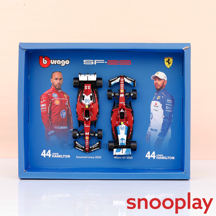Bburago Set of 2 Original Ferrari SF25 (44 Lewis Hamilton) Licensed Diecast Car | 1:43 Scale Model (14 Years Till Grown Ups)