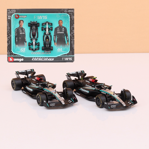 Bburago Set of 2 Original Mercedes F1W15 Licensed Diecast Car | 1:43 Scale Model (14 Years Till Grown Ups)