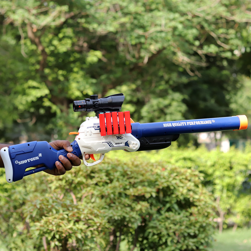 Double Barrel Shell Ejection Blaster with 20 Soft Darts | Detachable Grip, Adjustable Telescope (8-14 Years)