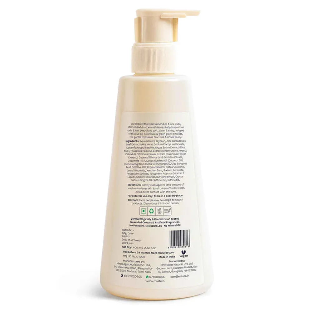 Maate Baby Head to Toe Wash - Tear-Free | pH-Balanced - 400 ML