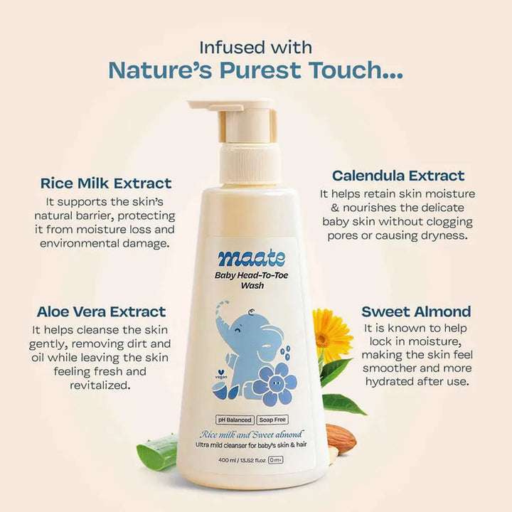 Maate Baby Head to Toe Wash - Tear-Free | pH-Balanced - 400 ML