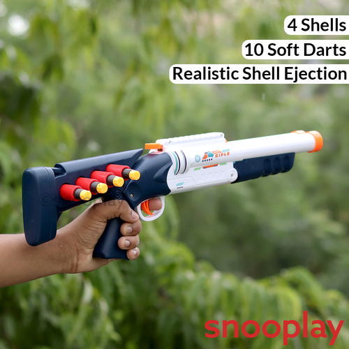 Play Run Double Barrel Dart Blaster - Realistic Shell Loading Action (8-12 Years)