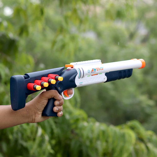 Play Run Double Barrel Dart Blaster - Realistic Shell Loading Action (8-12 Years)