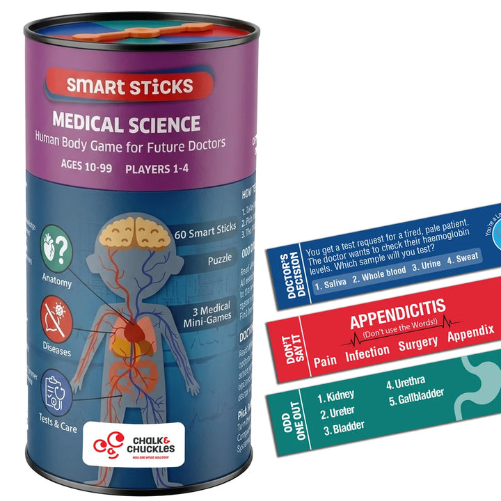 Chalk & Chuckles Smart Sticks Educational Game - Medical Science (7-14 Years)