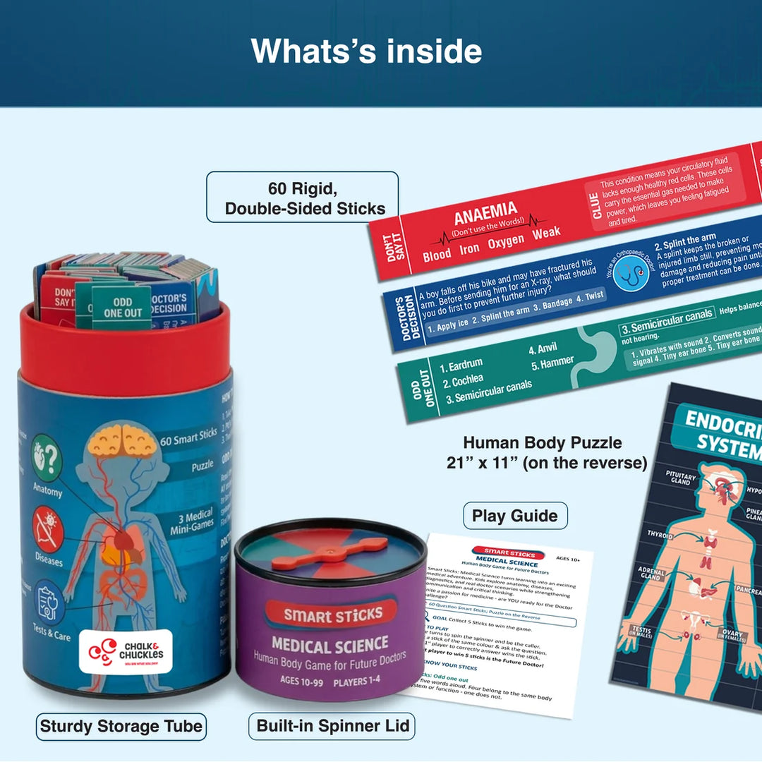 Chalk & Chuckles Smart Sticks Educational Game - Medical Science (7-14 Years)