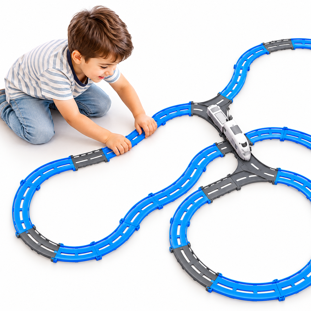 Mirana Vande Bharat Bullet Train Track Set - 43 Pieces | Battery-Operated Electric Train Toy with 10+ Track Layouts