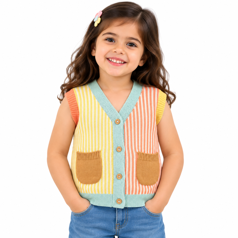 Mi Arcus Cotton Fine Knit Sleeveless Sweater