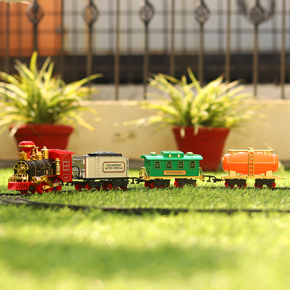 Smoke Engine Toy Train Trackset with Light & Sound - 12 Pieces (3-6 Years)