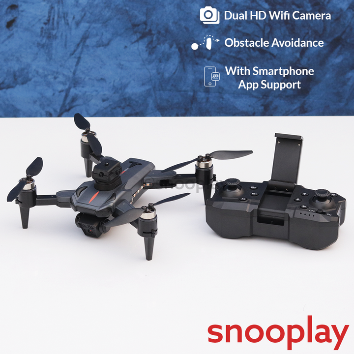 Soft Shine Brushless Obstacle Avoidance Drone with Dual HD Camera & Smartphone Support (14 Years Till Grown Ups)