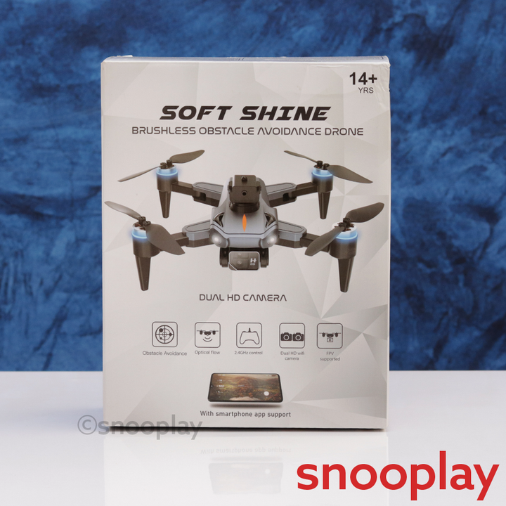 Soft Shine Brushless Obstacle Avoidance Drone with Dual HD Camera & Smartphone Support (14 Years Till Grown Ups)