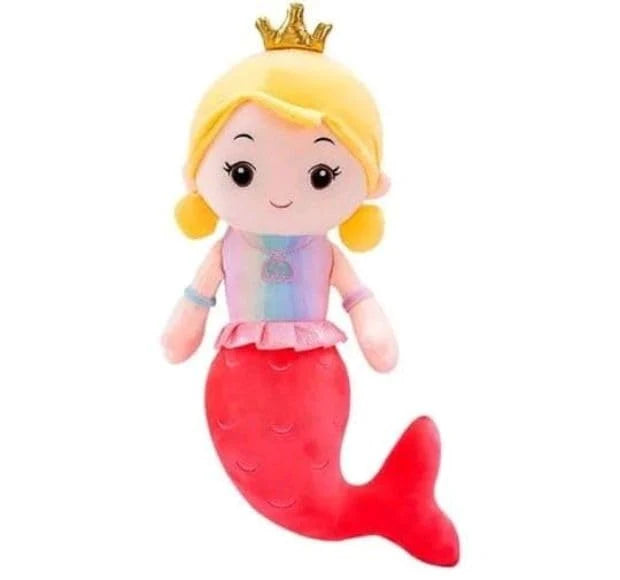CuddleNest Mermaid Plush Soft Toy – 30 cm | Soft & Cuddly Companion for Kids (Red)