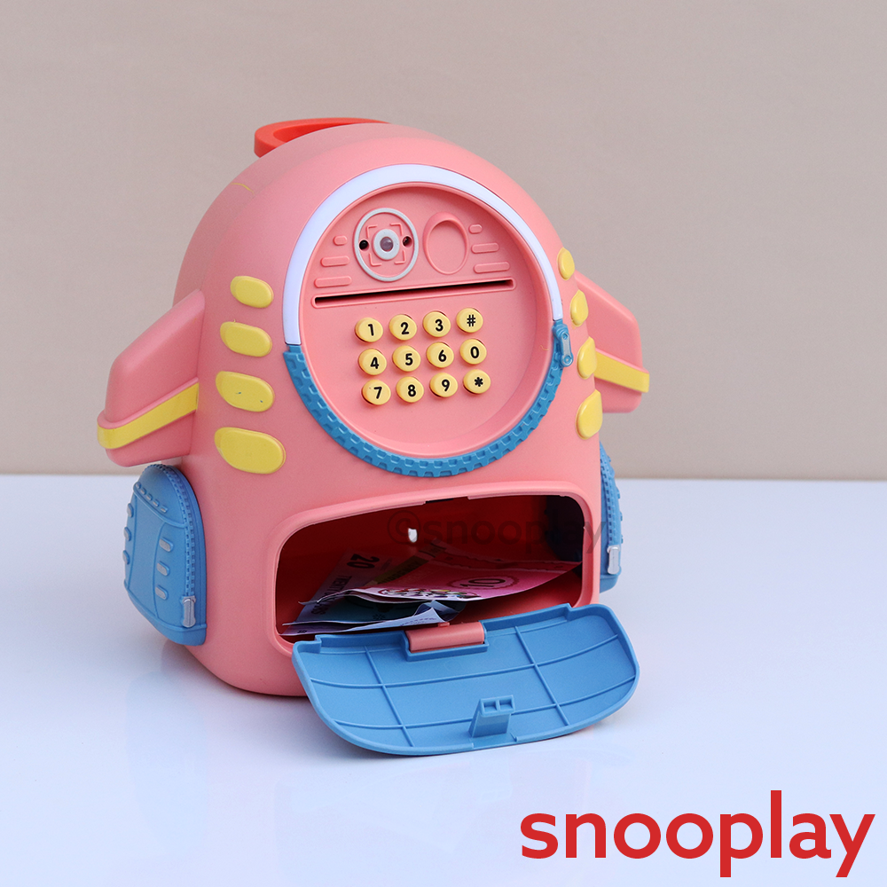 Aerospace Piggy Bank with Unlock Fingerprint & Password Protection, Light & Music Features (3-6 Years)