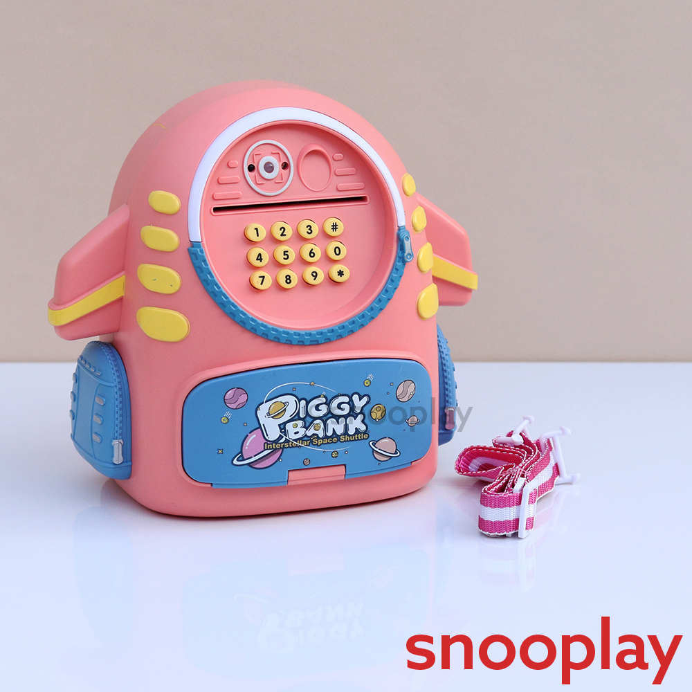 Aerospace Piggy Bank with Unlock Fingerprint & Password Protection, Light & Music Features (3-6 Years)