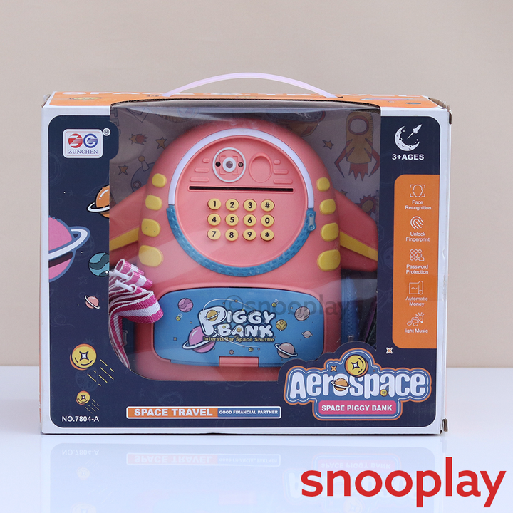 Aerospace Piggy Bank with Unlock Fingerprint & Password Protection, Light & Music Features (3-6 Years)