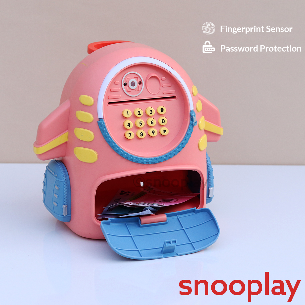 Aerospace Piggy Bank with Unlock Fingerprint & Password Protection, Light & Music Features (3-6 Years)
