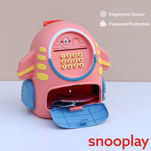 Aerospace Piggy Bank with Unlock Fingerprint & Password Protection, Light & Music Features (3-6 Years)