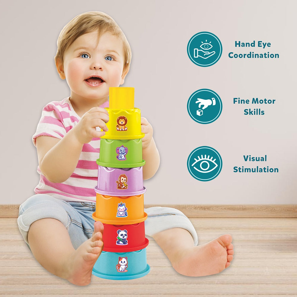 3-in-1 Stacking Cup Set with Shape & Colour Sorter - Baby & Toddler Ac ...