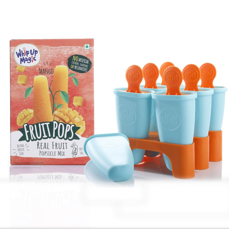 Ice Popsicle Mould Starter Kit (6 Moulds + 1 Mango Real Fruit Mix)