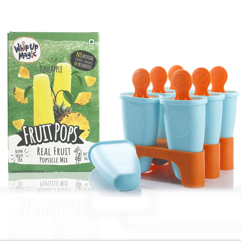 Ice Popsicle Mould Starter Kit (6 Moulds + 1 Pineapple Real Fruit Mix)