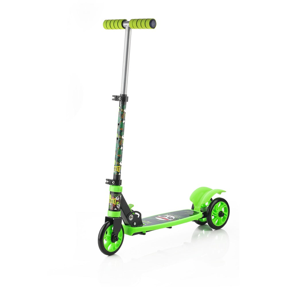 Street Rider: 3W scooter with metal chasis, plastic deck, chrome handle and foam grip (Green)