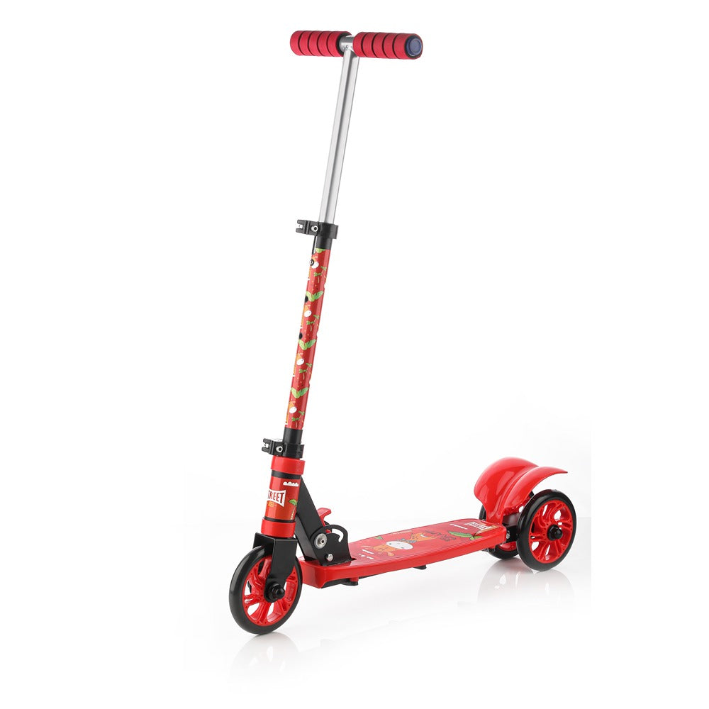 Street Rider: 3W scooter with metal chasis, plastic deck, chrome handle and foam grip (Red)
