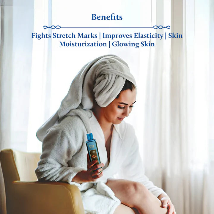 Blue Nectar Saffron & Almond Body Stretch Mark Oil for Pregnancy (12 Herbs) - 100ml