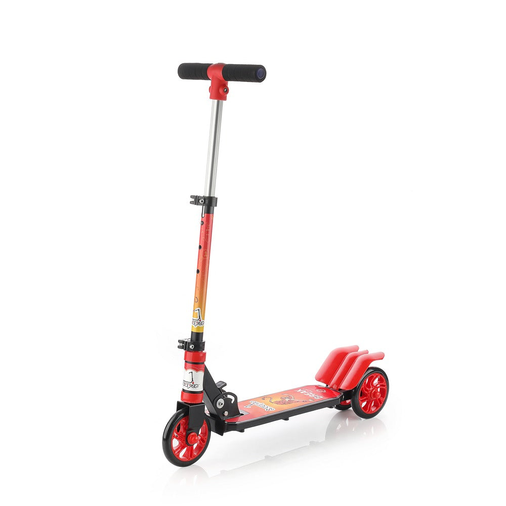 Sturdy: 3W scooter with metal chasis, plastic deck, aluminium handle and foam grip (Orange)