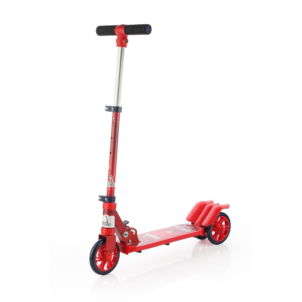 Sturdy: 3W scooter with metal chasis, plastic deck, aluminium handle and foam grip (Red)