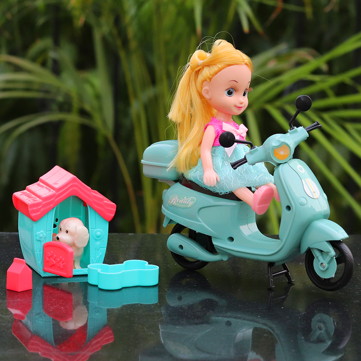 Doll Set Pretend Play Toy | Doll with Scooter and a Dog House