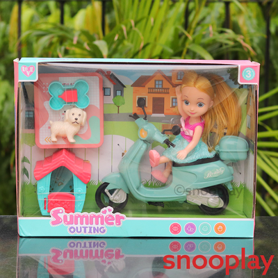 Doll Set Pretend Play Toy | Doll with Scooter and a Dog House