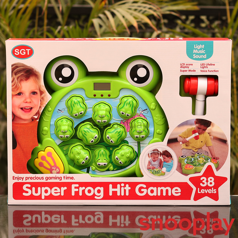 Original Electronic Frog Hit Game with LCD Score Display and 38 Levels (Interactive Hammer Smashing)