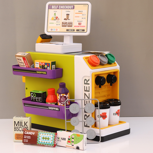 Jukku 50 Pieces Supermarket play Set with Real Water Dispenser and Pretend Scanner (3-8 Years)