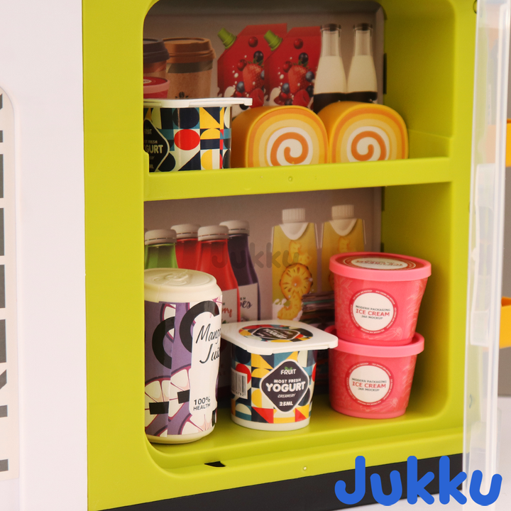 Jukku 50 Pieces Supermarket play Set with Real Water Dispenser and Pretend Scanner (3-8 Years)