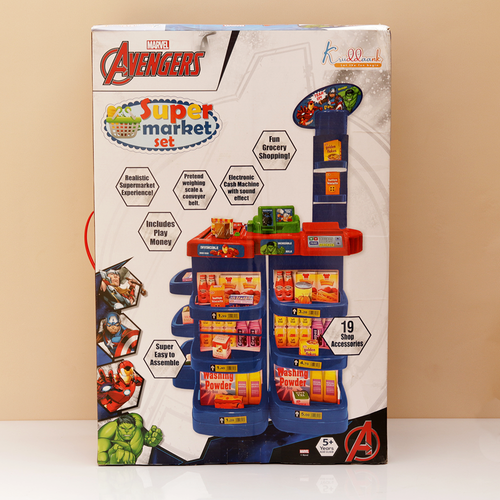 Kriiddaank Original Avengers Realistic Super Market Set - 19 Shop Accessories | Licensed Marvel Toy (5-8 Years)