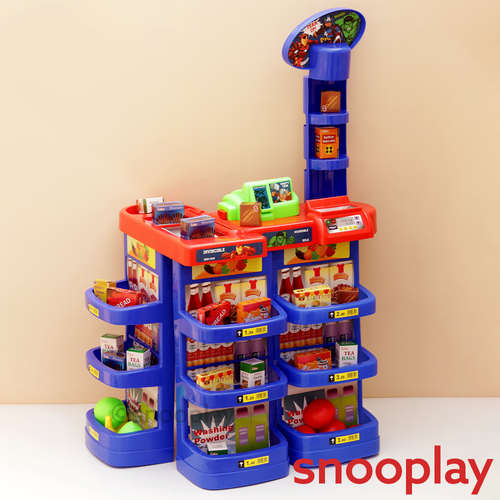 Kriiddaank Original Avengers Realistic Super Market Set - 19 Shop Accessories | Licensed Marvel Toy (5-8 Years)