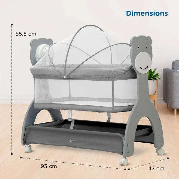Mee Mee Automatic Sweet Love Baby Cradle | 3-Level Battery Operated Swing with Remote Control | Mosquito Net, Music, Night Light & Bluetooth- Grey