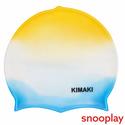 Kimaki Silicone Swimming Cap - Stretchable, Comfortable & Water-Resistant | Yellow & White