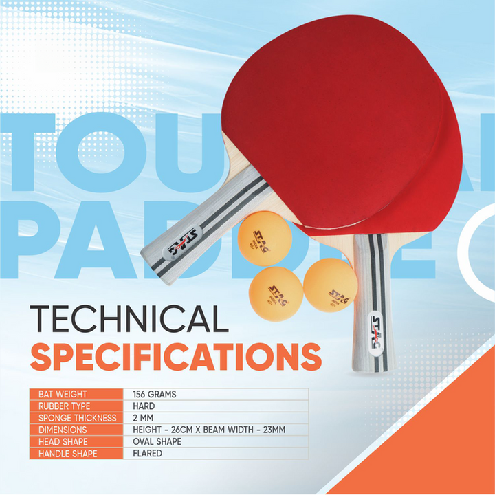 STAG ICONIC Tournament Professional Table Tennis Playset, 2 Racquets & 3 Balls - Orange (9 Years till Grown Ups)