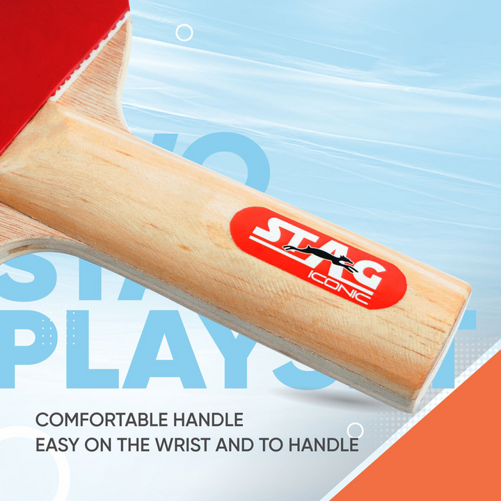 STAG ICONIC 2 Star Table Tennis Playset, 2 Racquets & 3 Balls - Orange ( 9 Years till Grown Ups)