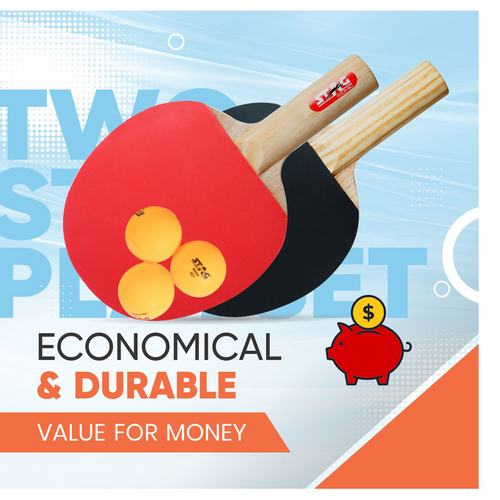 STAG ICONIC 2 Star Table Tennis Playset, 2 Racquets & 3 Balls - Orange ( 9 Years till Grown Ups)