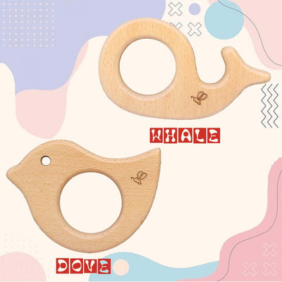 Dove & Whale Wooden Teether