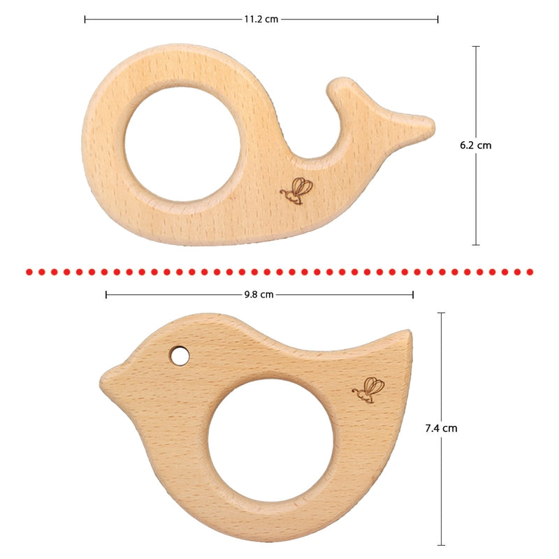 Dove & Whale Wooden Teether