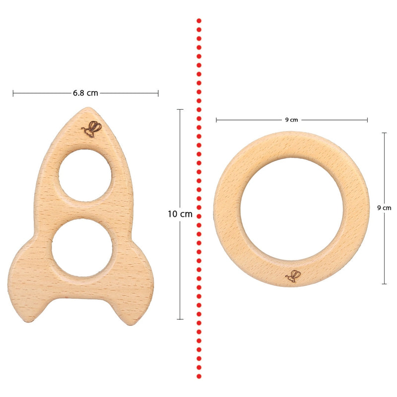 Rocket & Circular Wooden Teether