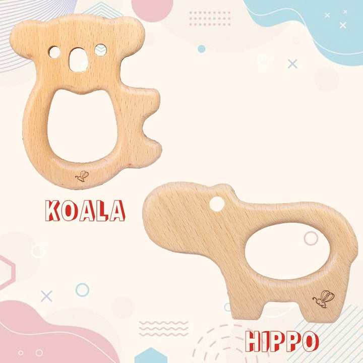 Wooden Teether (6-12 Months) | Koala & Hippo