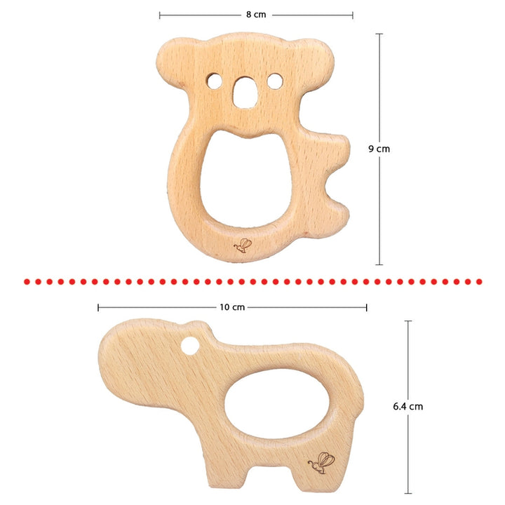 Wooden Teether (6-12 Months) | Koala & Hippo