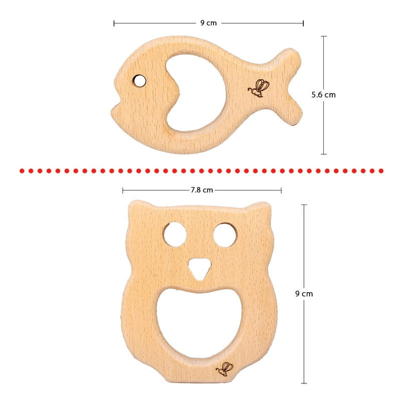 Wooden Teether (6-12 Months) | Owl & Nemo Fish