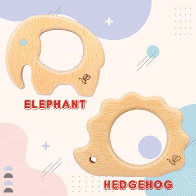 Elephant & Hedgehog Wooden Teether