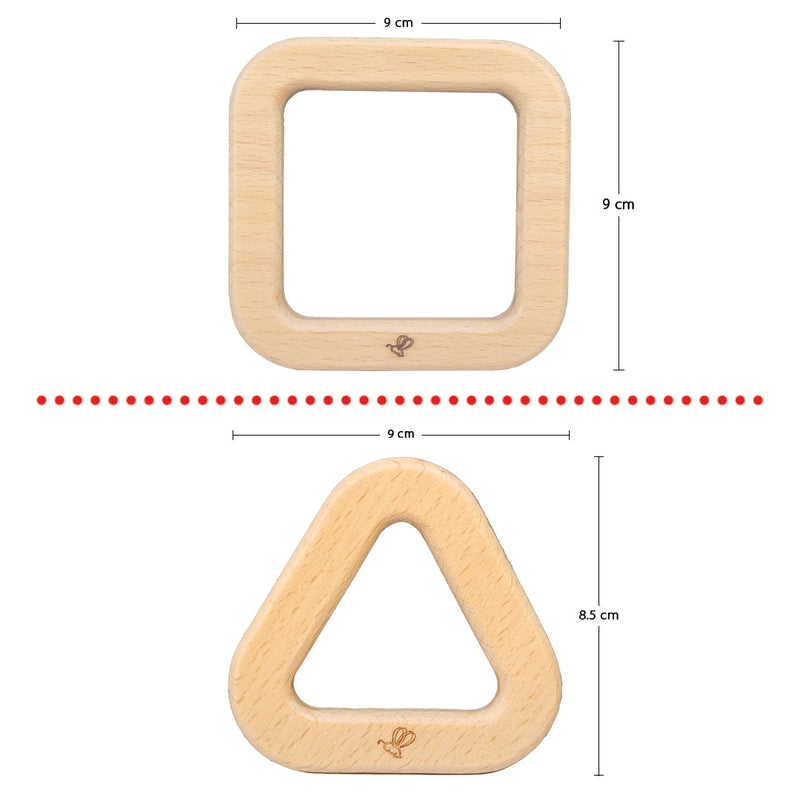 Wooden Teether (6-12 Months) | Square & Triangular